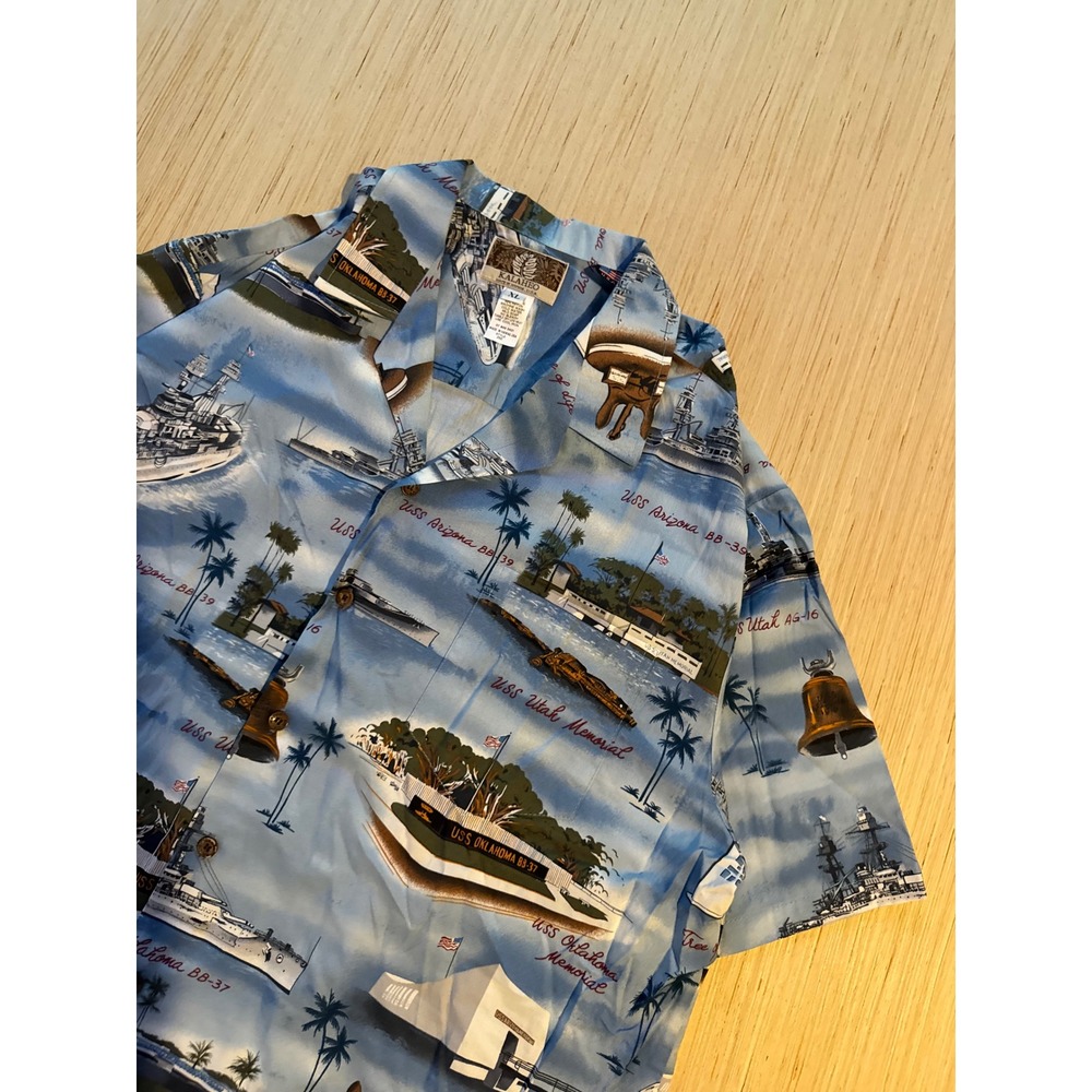Kalaheo Mens XL Pearl Harbor Memorial Hawaiian Shirt Arizona Made in Hawaii 28